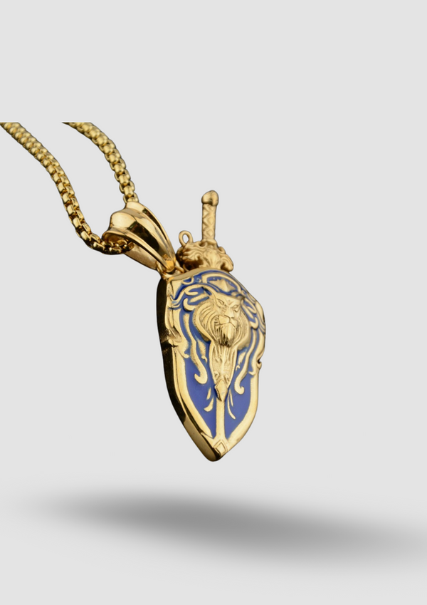 Lion Head Sword And Shield Pendant