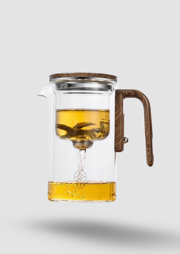 Filtration Glass Tea Pot Wooden